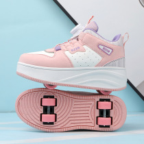 Child Riot Walking Shoes 2024 Boys Girls Four Wheels Sports Wheels Sliding Foldable Shoes Wheel Shoes Invisible Double-Wheel Storm Walking Shoes