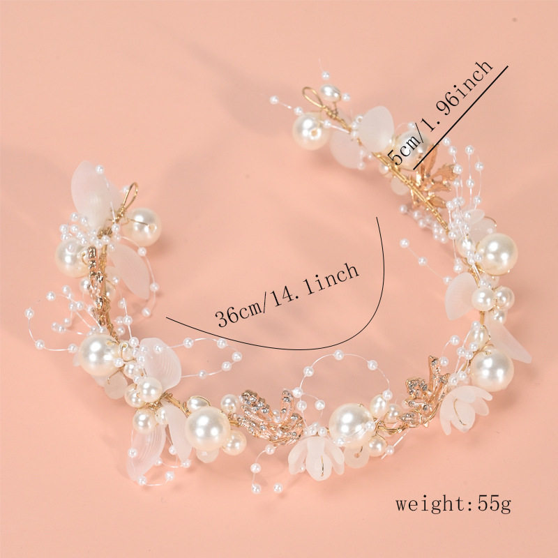 Bridal hairband garland headdress European and American handmade pearl flower headband new forest style hair accessories super fairy bridal headdress