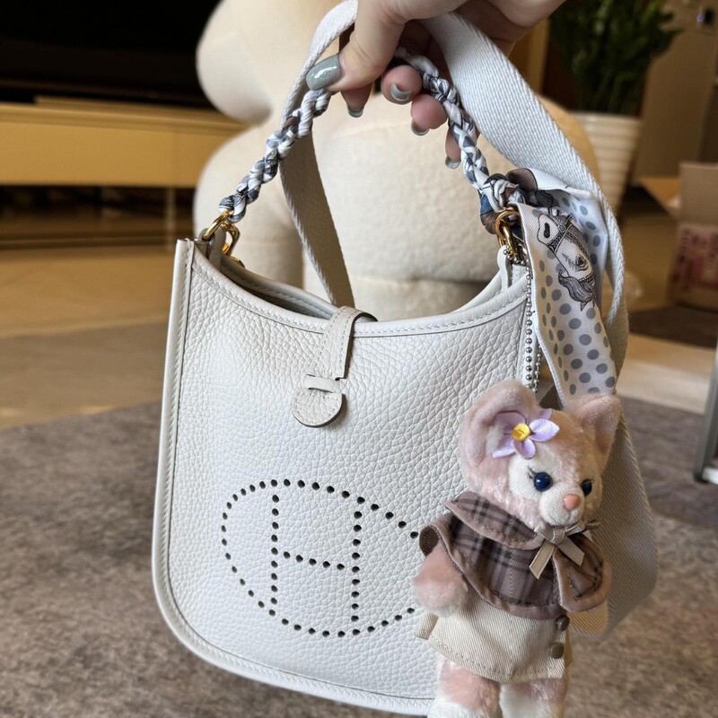 2026 New Trendy Evelyn Mini First-Layer Cowhide Genuine Leather Casual Shoulder Crossbody Bag Hollow Bucket Bag for Trendy Women