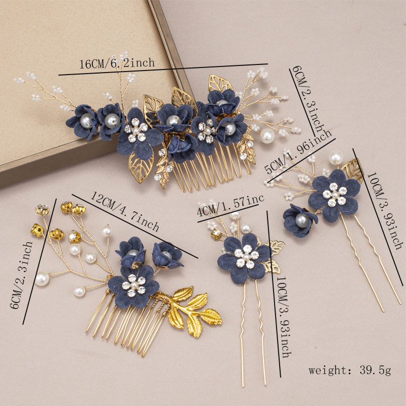 European and American elegant temperament multi-color flower hair comb hairpin set foreign trade hot-selling exquisite comb bridal headwear