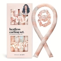 Factory direct supply of new satin heatless curling iron set sleep hairdressing lazy tie-dyed curling iron