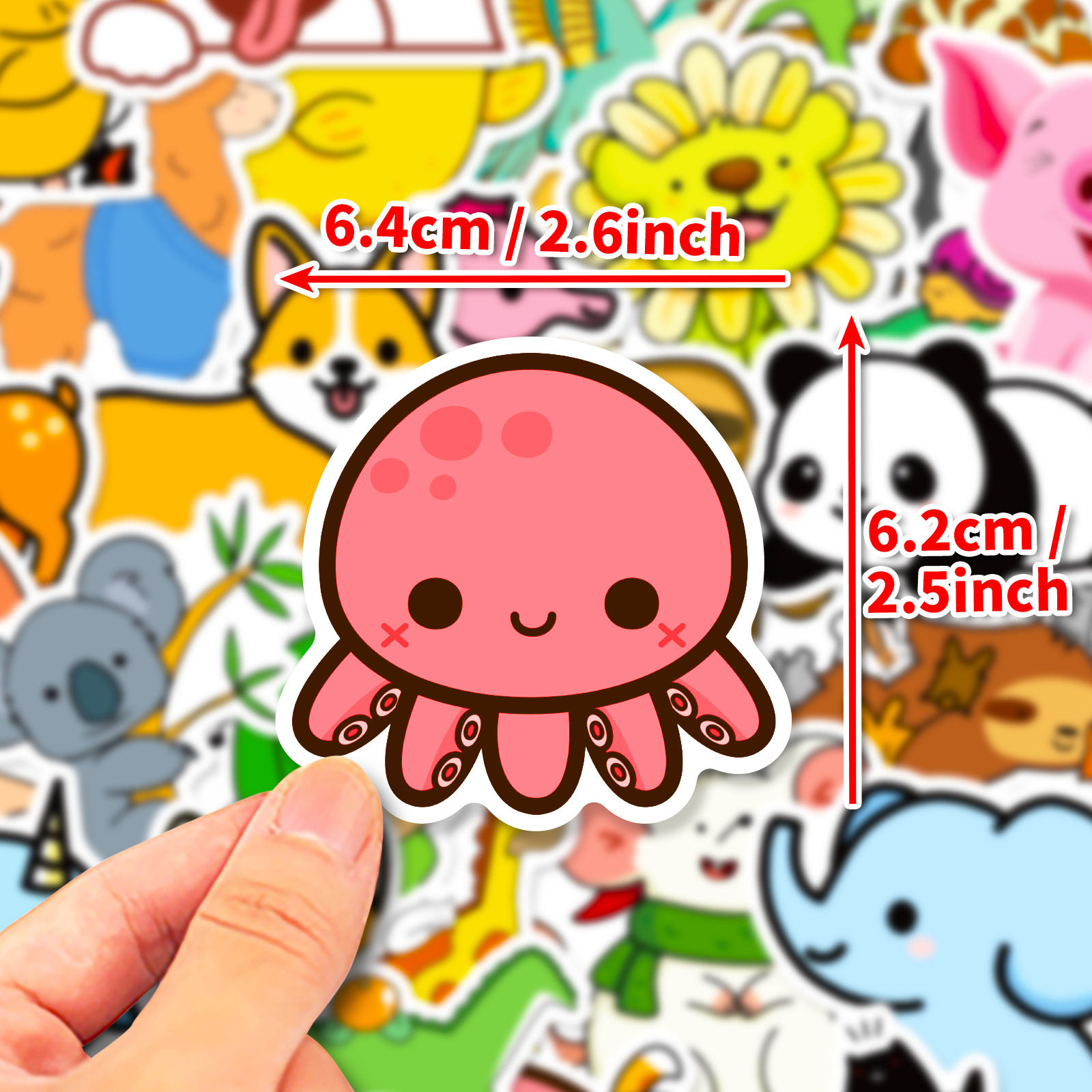 50 cute animal stickers, cute children's graffiti stickers, cups, notebook helmets, refrigerators, electric car stickers