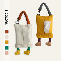 Tissue paper set household hanging car tissue storage box fabric tissue paper hanging bag cute doll decorative armrest box