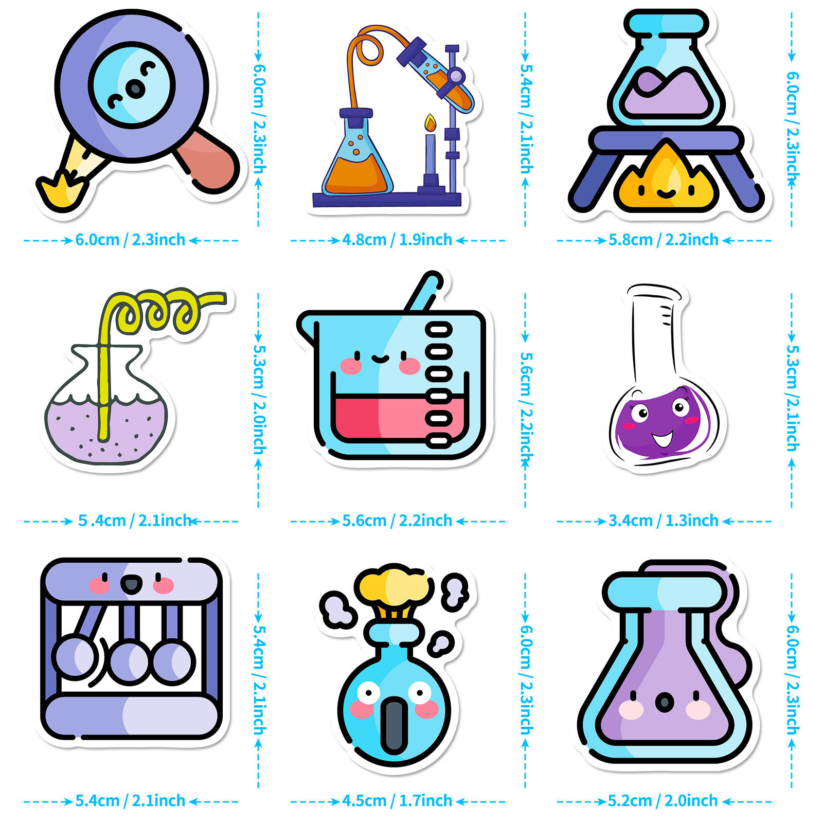 50 new science education stickers cartoon chemical equipment laboratory personalized science experiment stickers Amazon