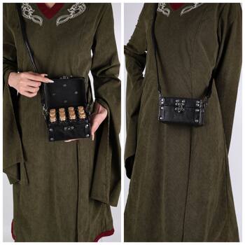 Medieval Alchemy Box Square Medicine Pouch Waist Bag Nordic Viking Style Retro Cos Role-Playing Prop