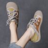 Genuine leather flat casual shoes, hollow hole shoes, summer new forest style artistic sandals, versatile cowhide low-top sneakers