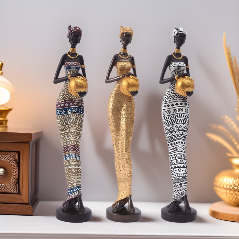 A Retro African Black Figurine, Exotic Style Lover Sculpture, Resin Craft, Model House Living Room Decoration