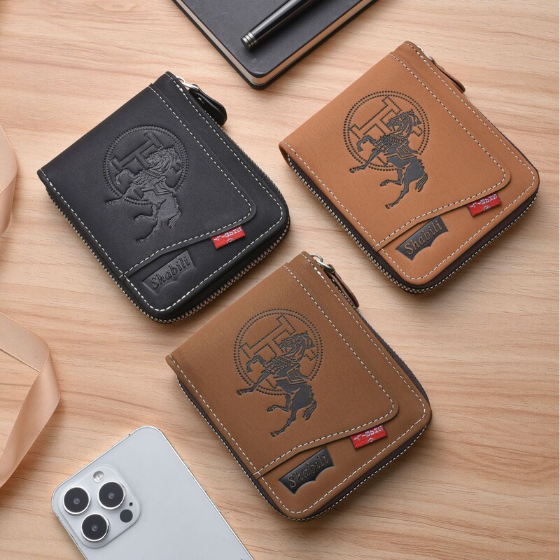 Men's Wallet Retro Short Style 2026 New Embossed Zipper Wallet Young Students Multifunctional Card Holder Coin Purse Men's Wallet Retro Short Style 2026 New Embossed Zipper Wallet Young Students Multifunctional Card Holder Coin Purse