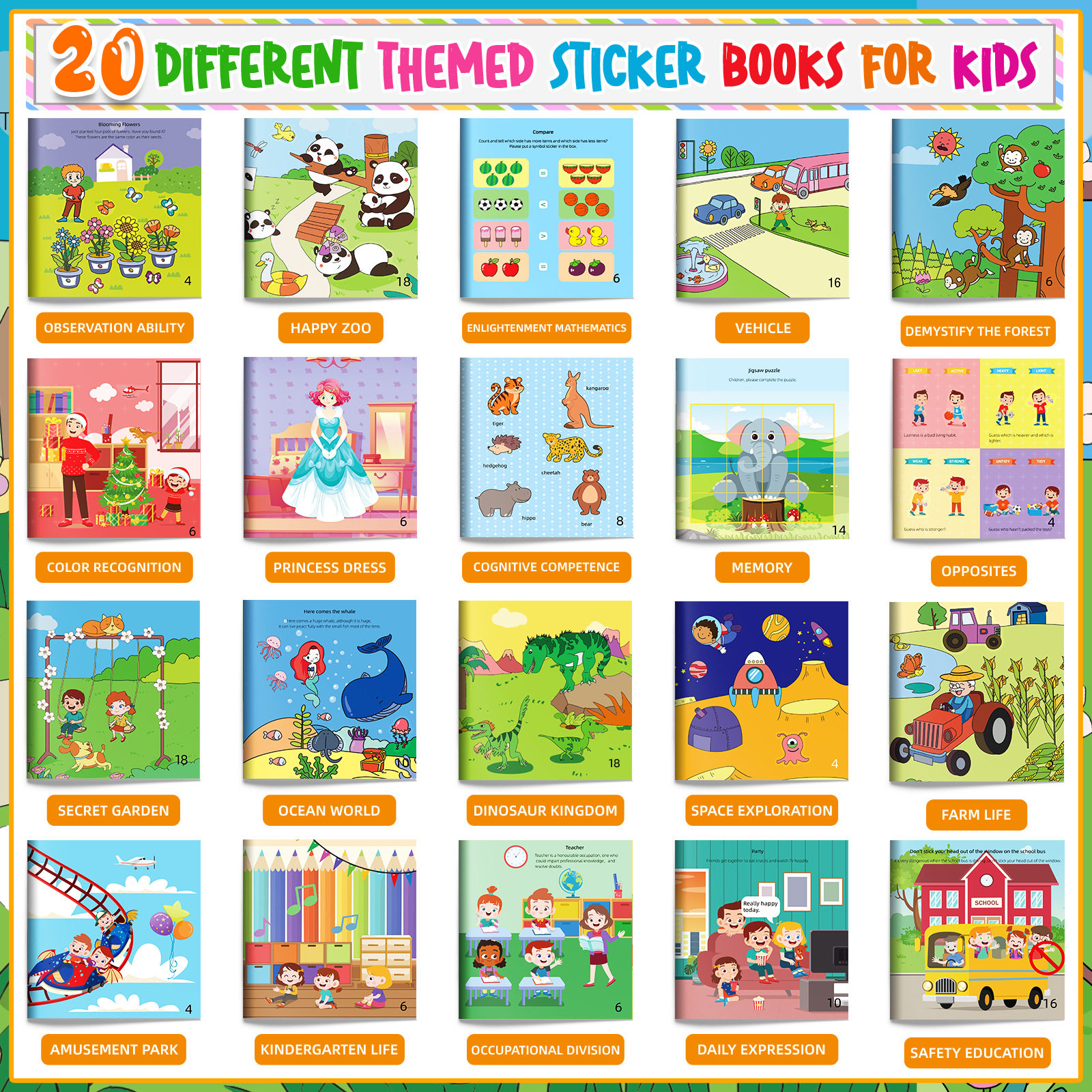 20 volumes of Amazon cross-border new product sticker book focusing on potential development stickers children's enlightenment baby early education book