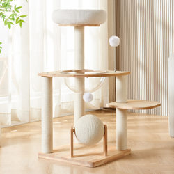Solid Wood Cat Climbing Frame, Special Cat Stand for Large Cats, Integrated Cat Nest and Scratching Post, All Solid Wood Cat Scratching Frame, Cat Climbing Post