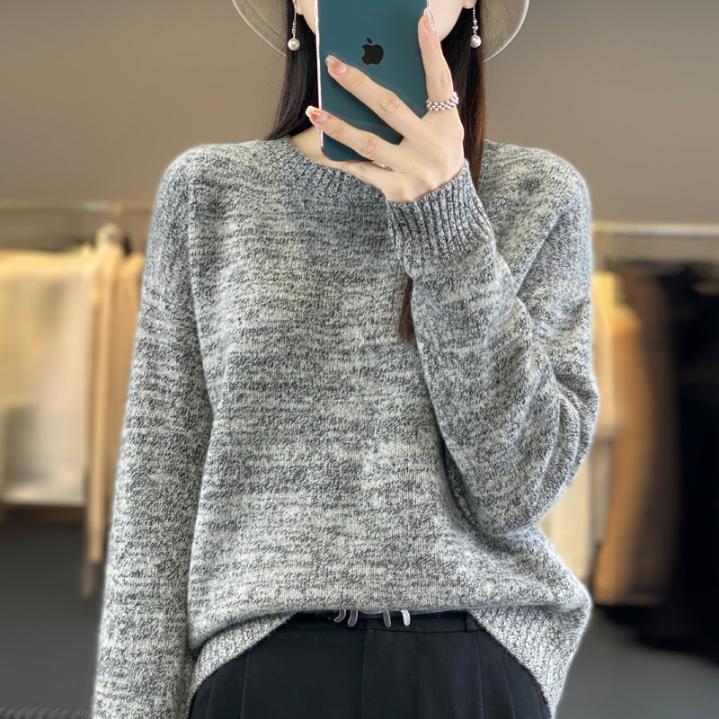 Soft and Fluffy Floral Yarn 2026 Autumn and Winter New Round Neck 100% Wool Sweater for Women, Fashionable Thickened Elegant Knit Base Sweater Soft and Fluffy Floral Yarn 2026 Autumn and Winter New Round Neck 100% Wool Sweater for Women, Fashionable Thickened Elegant Knit Base Sweater