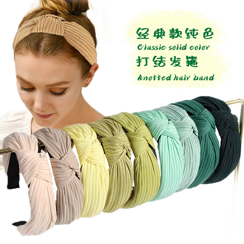 European and American cross-border new style knotted solid color headband wide-brimmed cross face wash knitted headband for going out and pressing versatile hair accessories