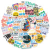 50 inspirational text stickers, slogans, English handbook collage materials, small patterns, cute student learning labels