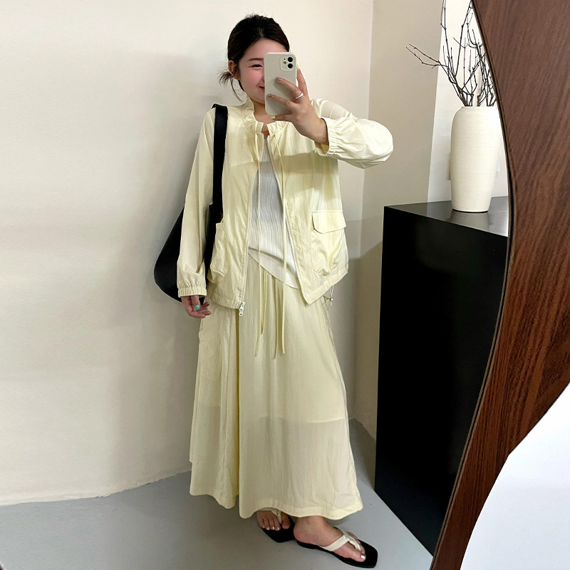 Summer Plus-Size Women's Thin Sun-Protection Set 2026 Summer Versatile Casual Cardigan and Half-Skirt Two-Piece Set for Women