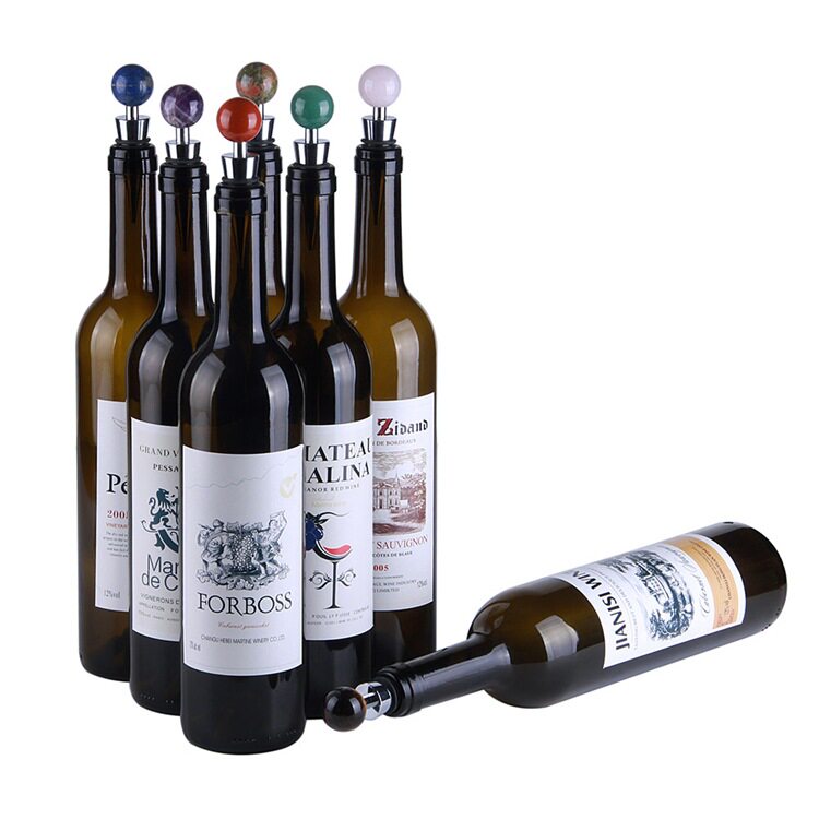 Factory direct supply of natural crystal jade high-end wine bottle stoppers, amethyst pink crystal raw stone red wine stoppers wholesale