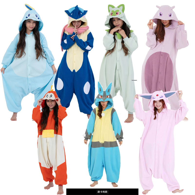 Pokémon Pajamas, Gengar, Firenix, Crobat One-Piece Pajamas, Cartoon Anime Costumes, Fantasy Lucario Costume
