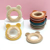 Popular cross-border wooden circle silicone baby teether cute tiger baby comfort toy baby teether toy