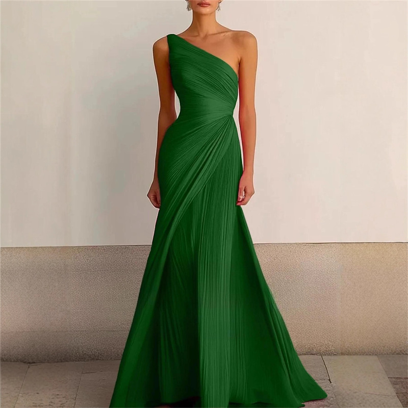 Shoulder-Length Evening Dress, Aliexpress Design, Slim-Fitting, Long Dress, European and American Style Prom Dress