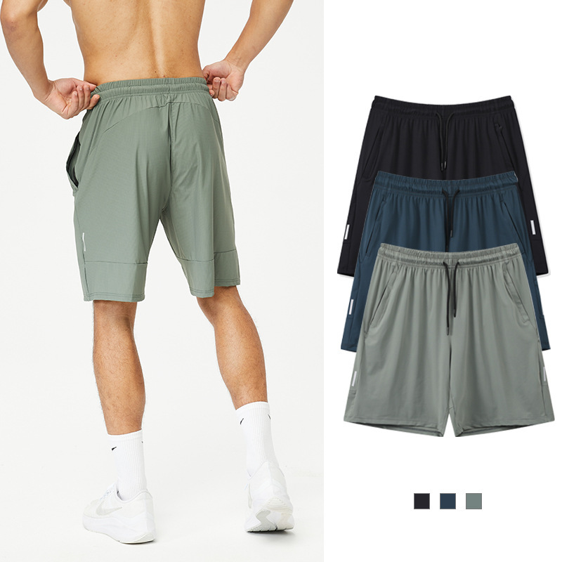 Nylon Quick-Drying Sports Shorts for Men, Amazon Reflective Strip Blank Version, Running Training Ice Silk Breathable Five-Point Shorts