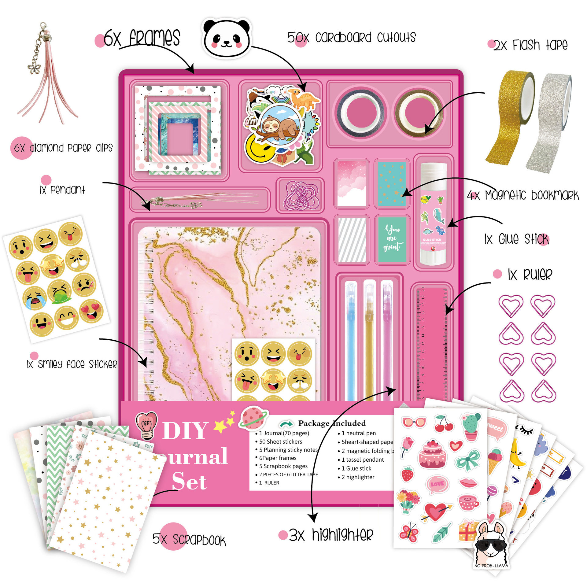 Amazon DIY JOURNAL SET Children's Diary Stickers Teen Gift Scrapbook Ledger Set