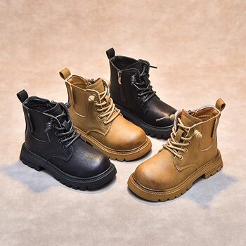 Girls' Martin Boots 2025 New Autumn Children's Boots with Fleece Lining Short Boots for Baby Girls Genuine Leather Cotton Boots