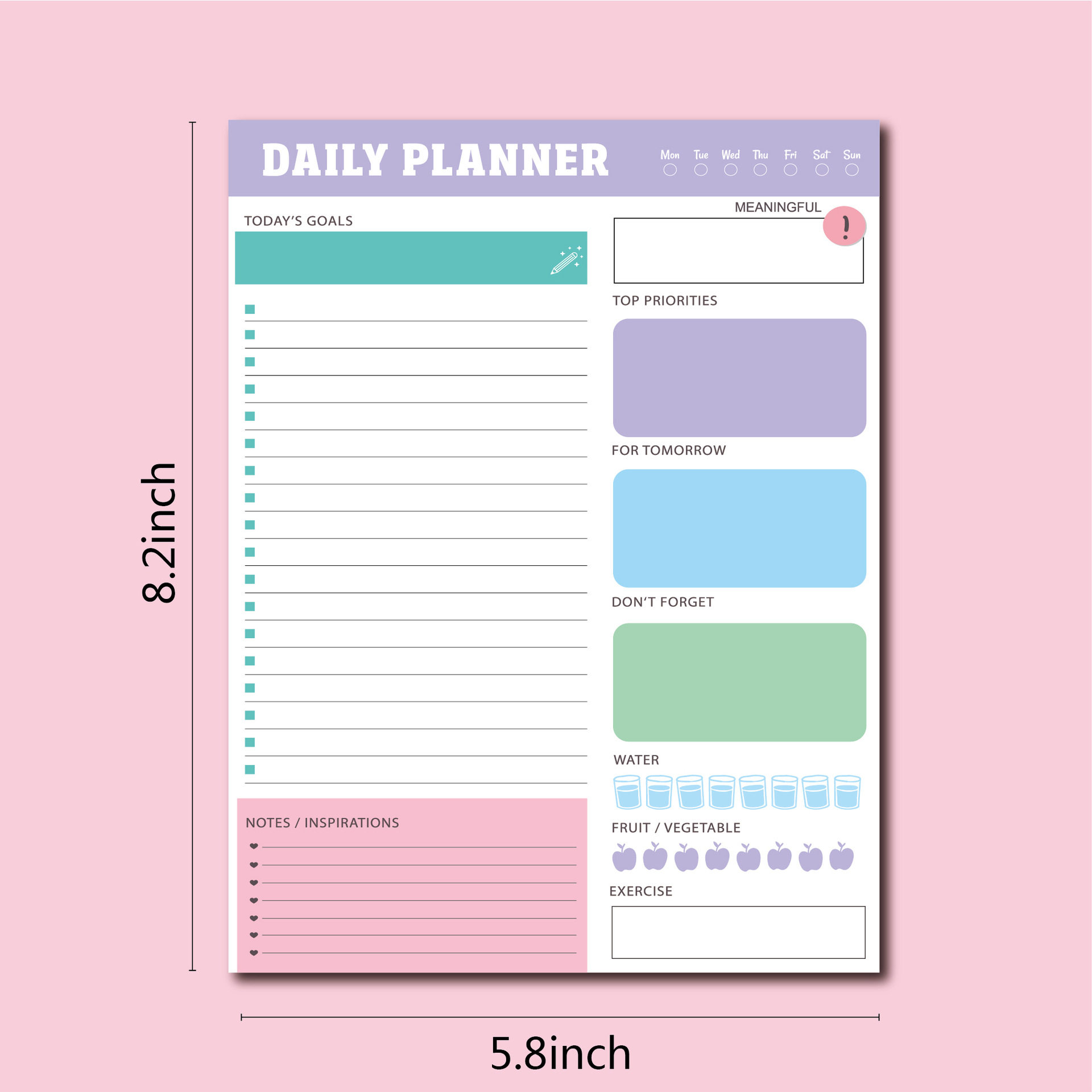 Cross-border English daily, weekly and monthly tearable simple ins style self-discipline schedule time management plan note pad