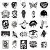 50 Gothic Horror Series Stickers Black and White Gothic Style Witch Magic Stickers Luggage Phone Waterproof Stickers