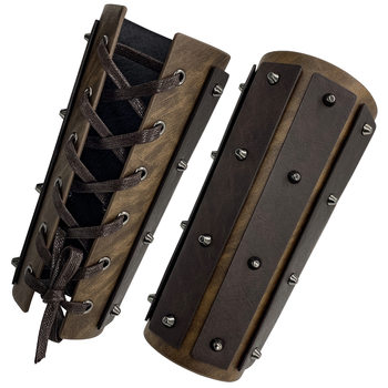 Medieval Wrist Guards and Arm Guards, Retro-Style Knight and Mercenary Leather Long Strip Rivet Gauntlets, Cosplay Performance Props