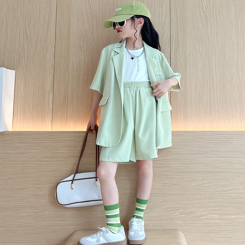 23 Girls Little Western suit suit Inlenwind parent-child thin suit Two sets CUHK Trendy Ocean Air Summer Dress-Taobao