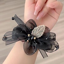 Organza high-end sunflower large intestine hair ring head rope low ponytail hair tie hair rope high elastic head flower hair accessories