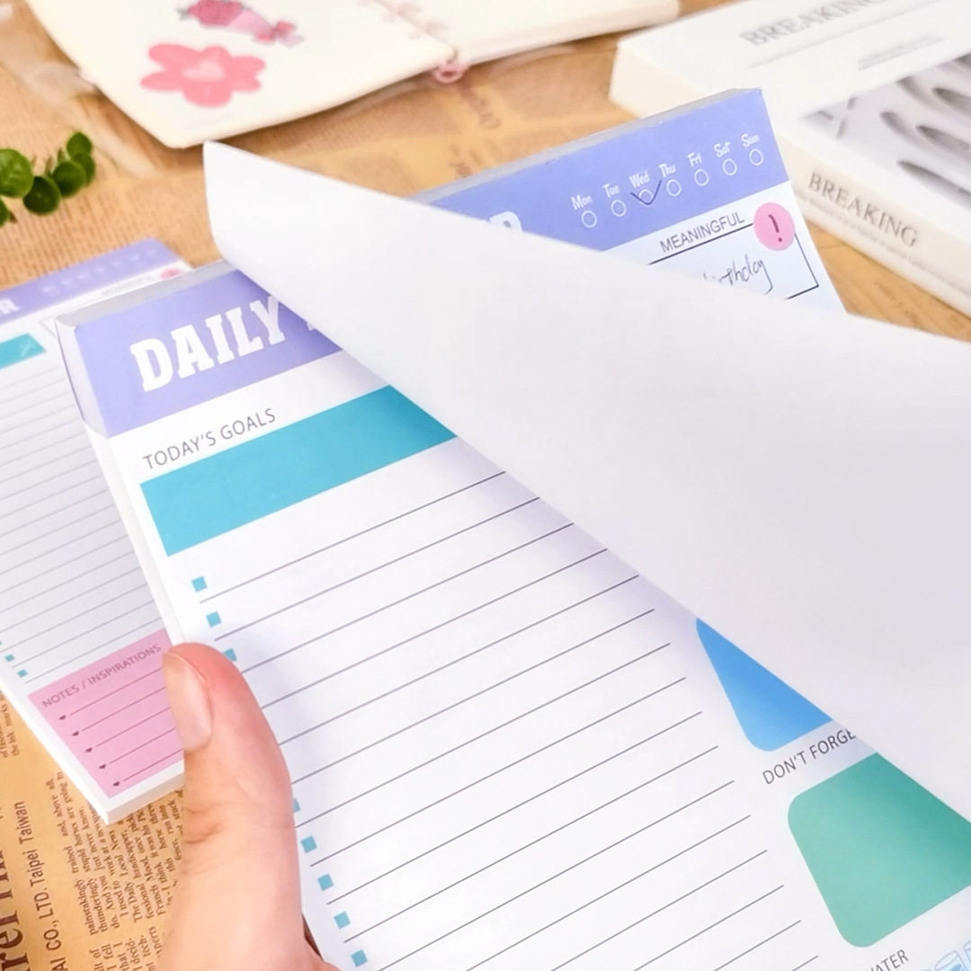 Cross-border English daily, weekly and monthly tearable simple ins style self-discipline schedule time management plan note pad