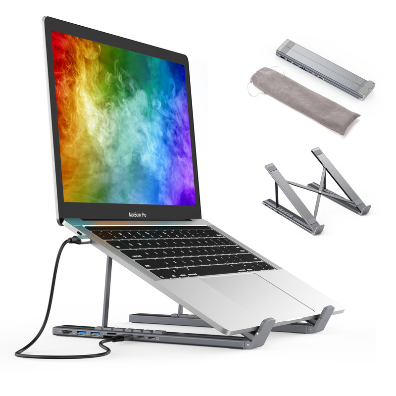 Choetech 7-in-1 Docking Station Expands Laptop Stand Hub with Multiple Interfaces HDMI Foldable