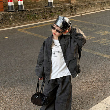 Xiaojia's 2026 spring new boys' street handsome workwear suit casual loose two-piece trendy suit