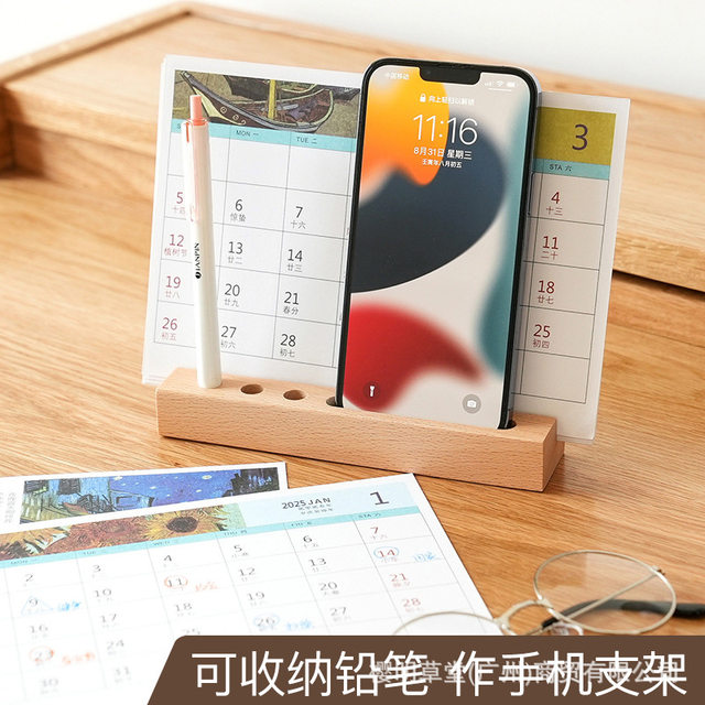 Wooden Desk Calendar 2026 Creative Photo Desk Calendar Stand Corporate New Year Gift Retro Literary Desktop Calendar Stand