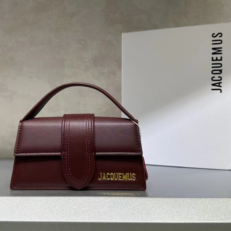New Jacquemus Textured Genuine Leather Shoulder Crossbody Handbag for Women, Small Square Bag, Versatile, Fashionable, High-End, Retro