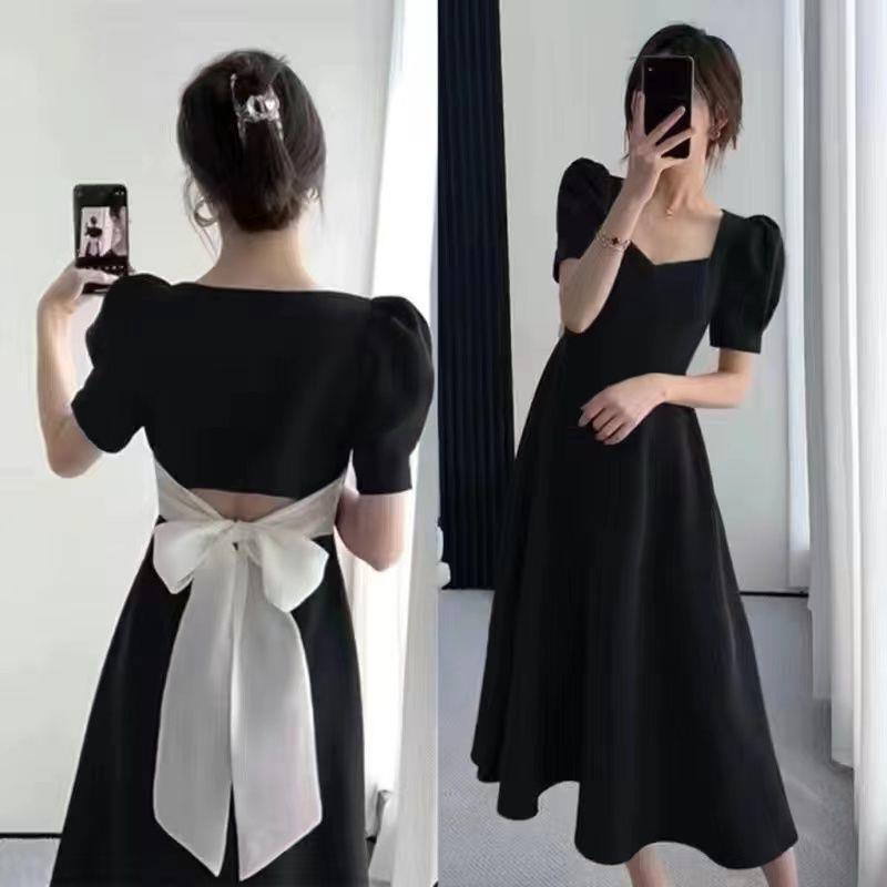 2026 Summer French Hepburn-Style Dress, New Design with Subtle Details, Back Tie, Slimming Waist Dress 2026 Summer French Hepburn-Style Dress, New Design with Subtle Details, Back Tie, Slimming Waist Dress