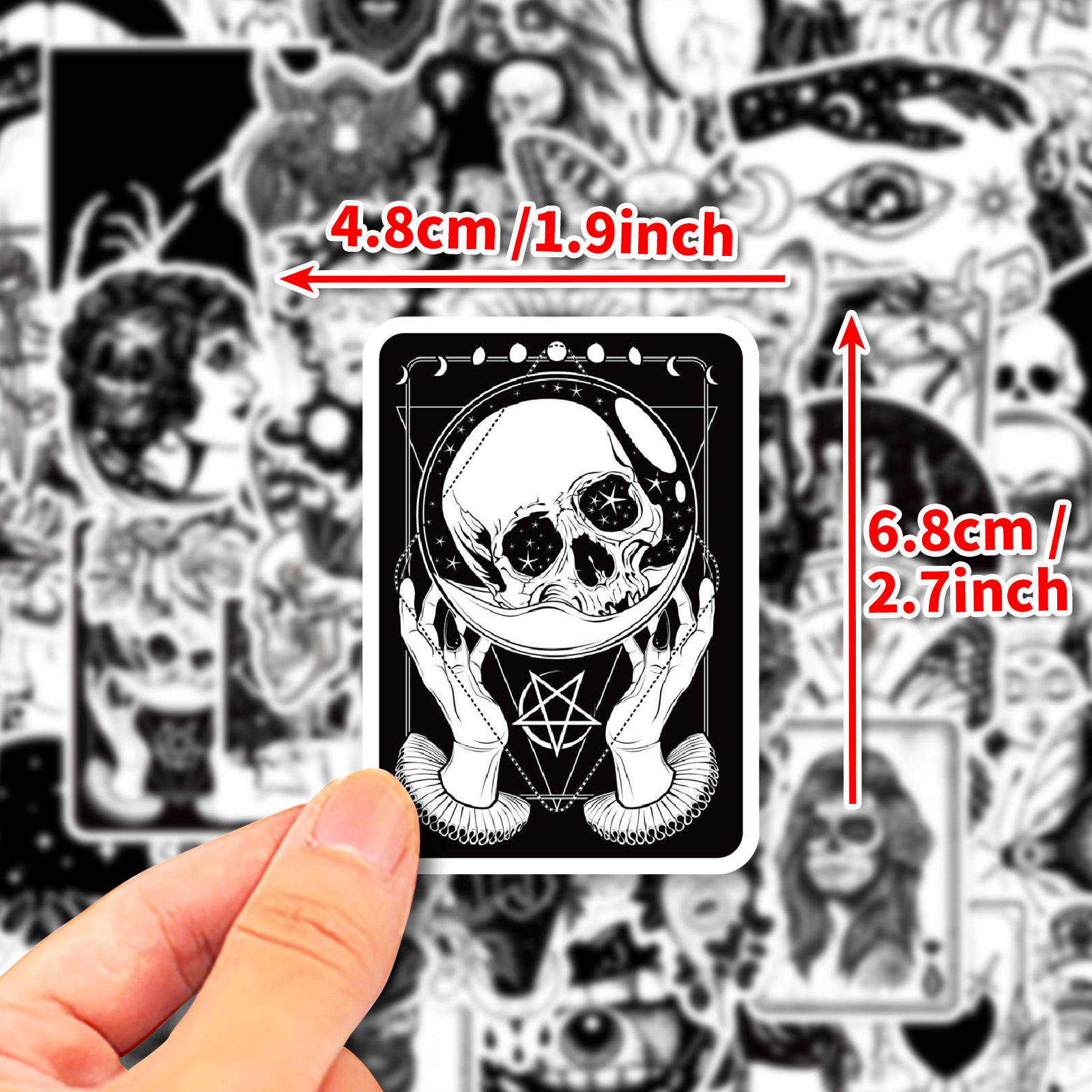50 Gothic Horror Series Stickers Black and White Gothic Style Witch Magic Stickers Luggage Phone Waterproof Stickers
