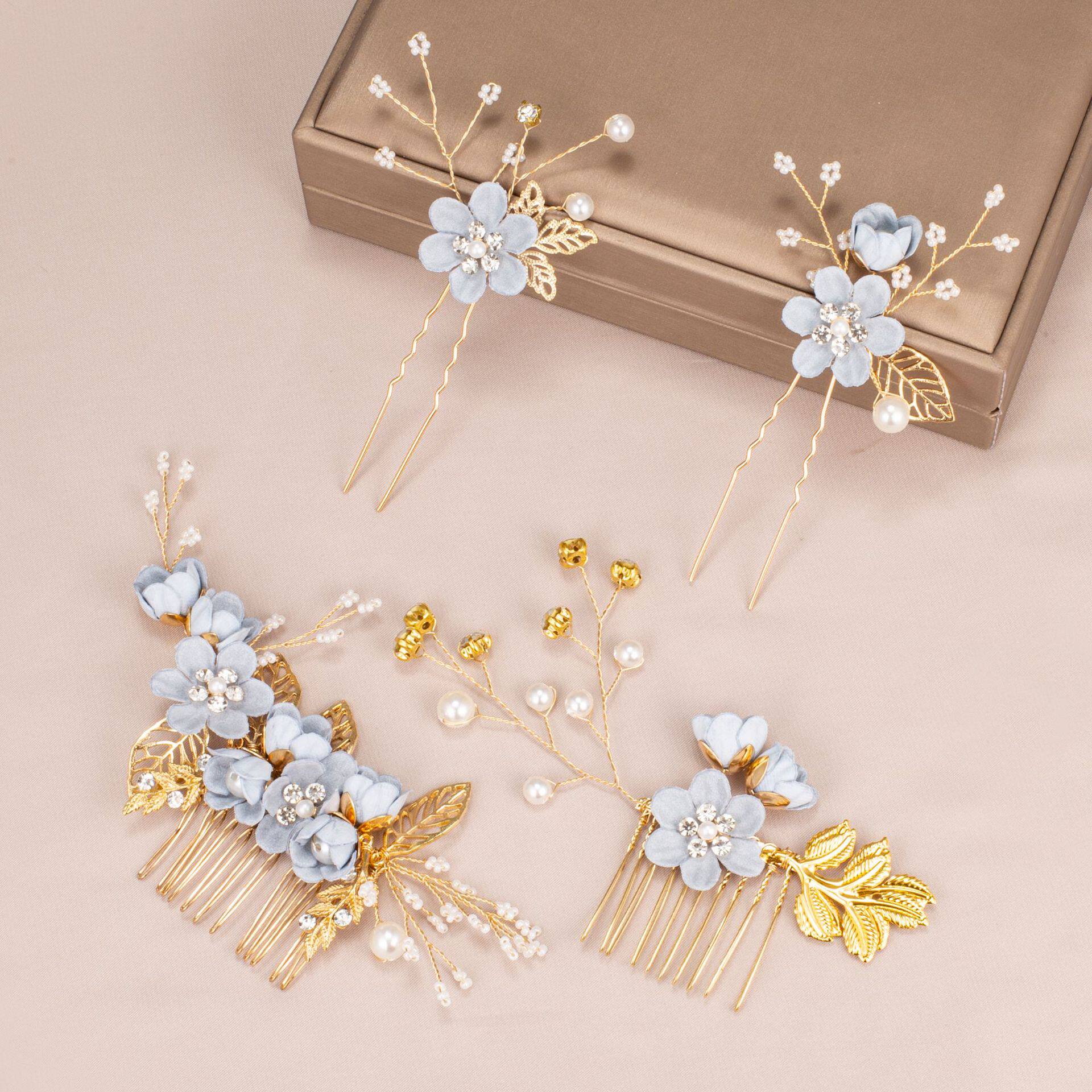 European and American elegant temperament multi-color flower hair comb hairpin set foreign trade hot-selling exquisite comb bridal headwear