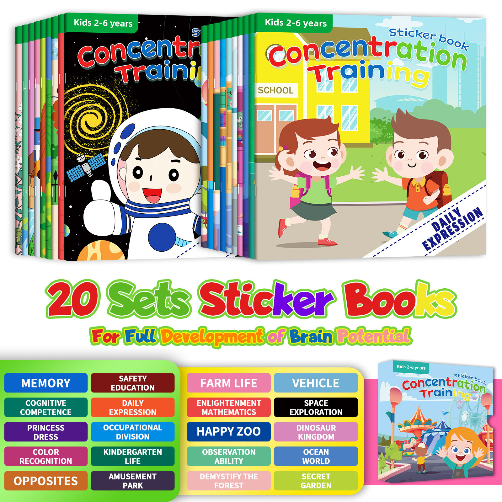 20 volumes of Amazon cross-border new product sticker book focusing on potential development stickers children's enlightenment baby early education book