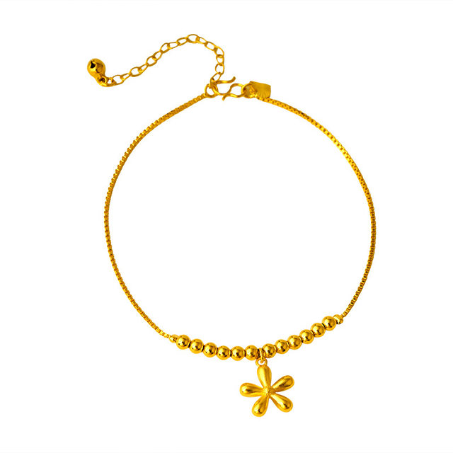 New sand gold bead anklet fashion fashion women's summer Vietnam sand gold flower type transfer beads imitation gold foot ເຄື່ອງປະດັບ