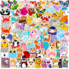 100 Small-Sized 4cm American-Style Animal Stickers, Cartoon Cute Stickers for Notebooks, Skateboards, Water Bottles, and Luggage