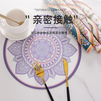 Round Western placemat PVC flower placemat simple table mat insulation mat easy care non-slip waterproof coaster
