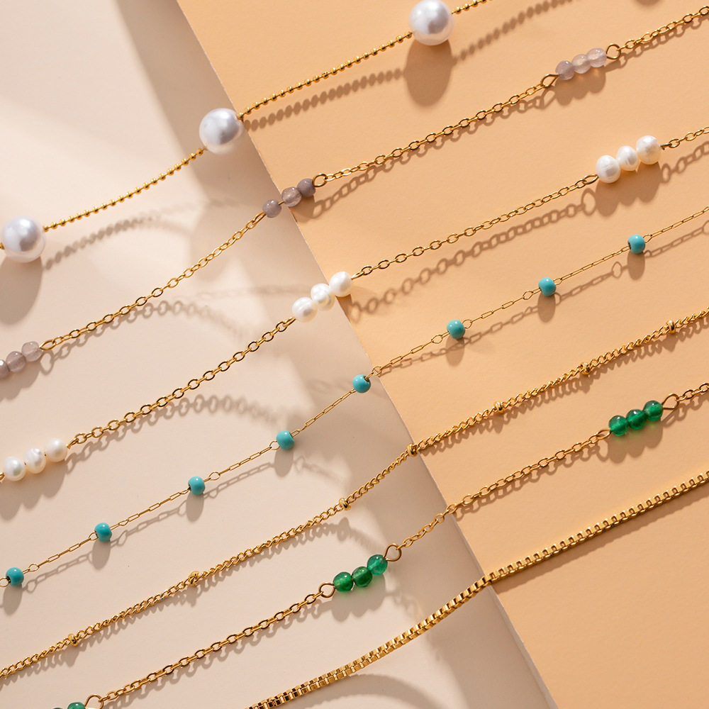 European and American INS Internet celebrity same necklace 18K gold-plated stainless steel pearl necklace trendy fashion women's jewelry wholesale