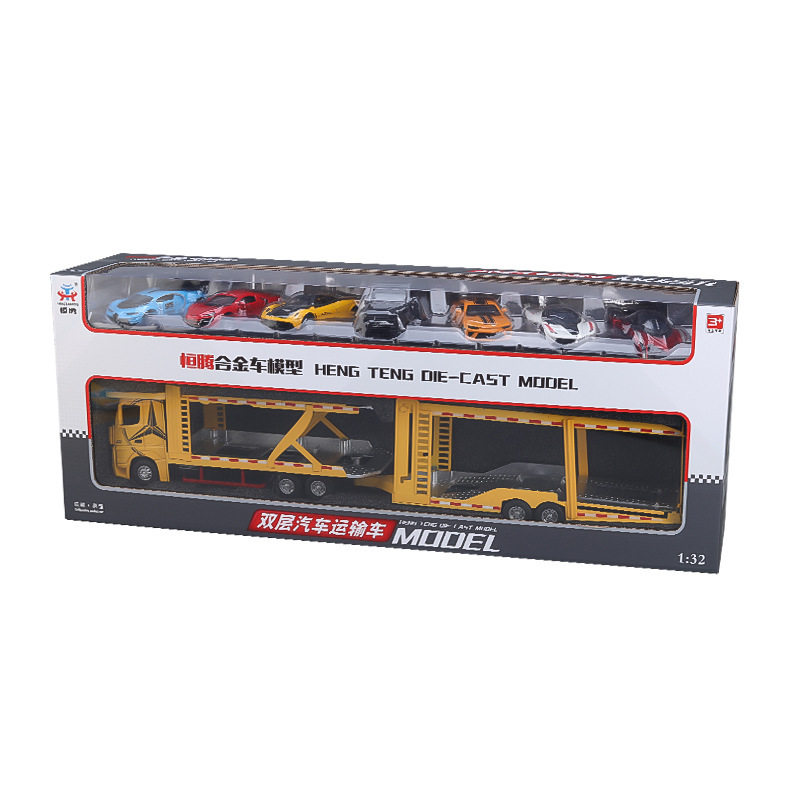 Large Mercedes-Benz Double-Decker Flatbed Trailer Simulation Alloy Car Model Children's Transport Vehicle Boy Toy Car Gift