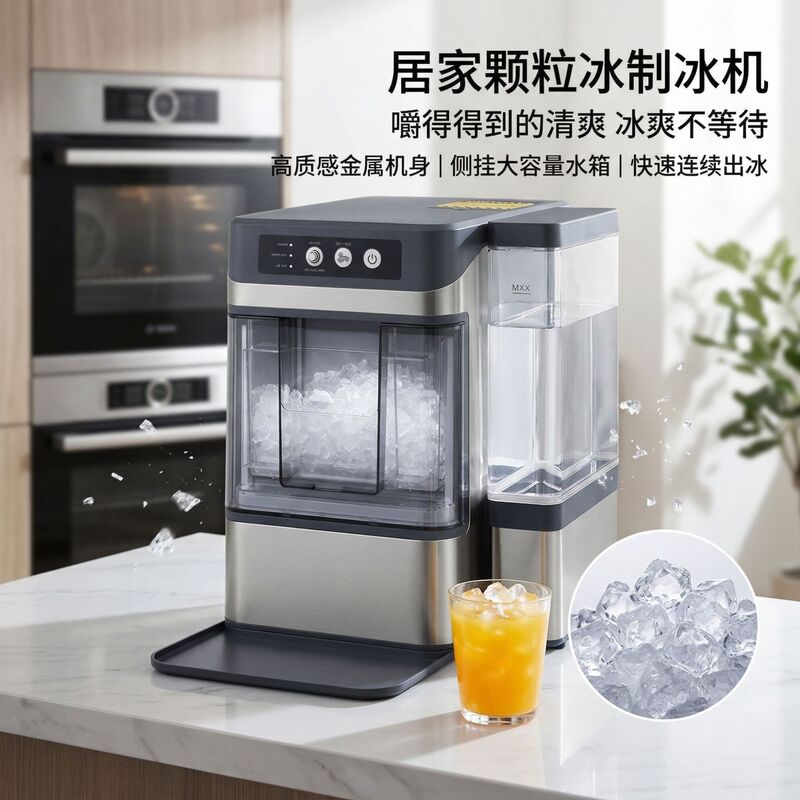 Cross-Border Chewable Ice Maker, Small and Medium-Sized Business and Household Use, Extruded Ice, Crushed Ice, Continuous Ice Output, Fully Automatic All-In-One Machine