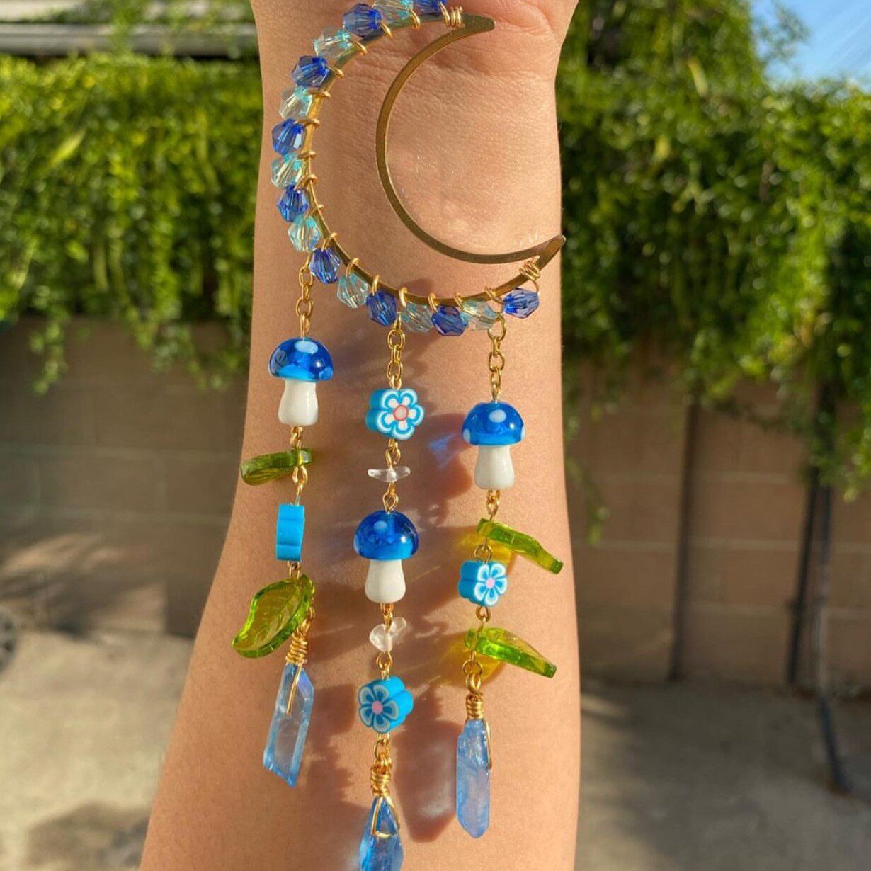 New Green Leaf Mushroom Accessories Amazon Independent Station INS Wind Moon Crystal Strip Car Ornaments