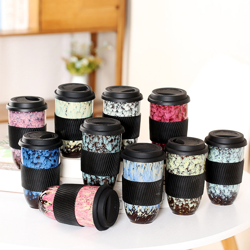 Ceramic Kilns Changing Mark Cups with lid cups Portable lovers Coffee cup Cups Milk Tea Cup Gift Customisation-Taobao