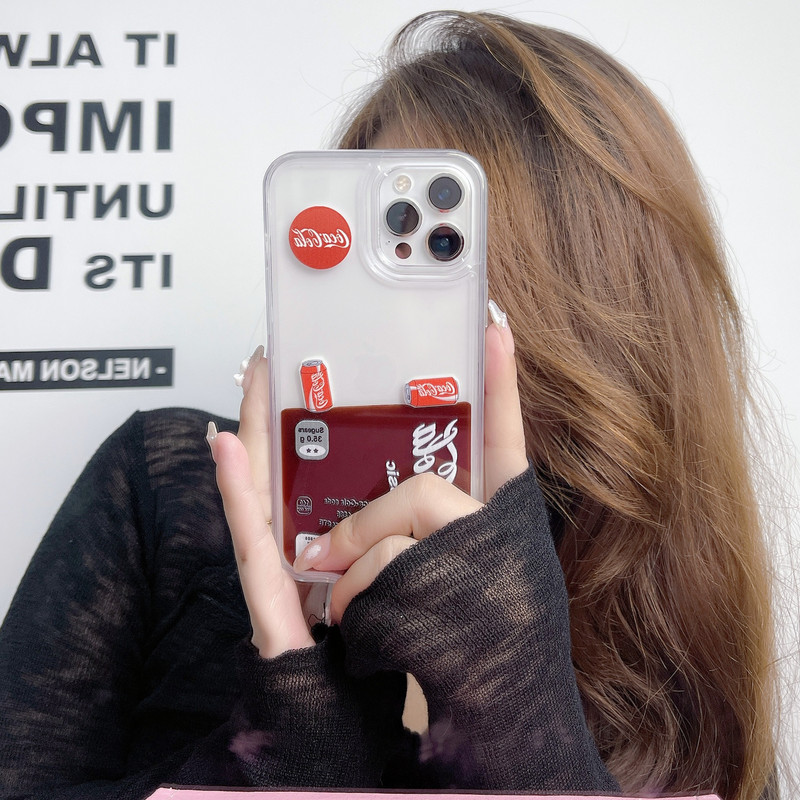 Suitable for Iphone16Promax Coke Floating Liquid Quicksand Mobile Phone Case Apple 14 Large Hole Anti-Fall Protective Cover Suitable for Iphone16Promax Coke Floating Liquid Quicksand Mobile Phone Case Apple 14 Large Hole Anti-Fall Protective Cover