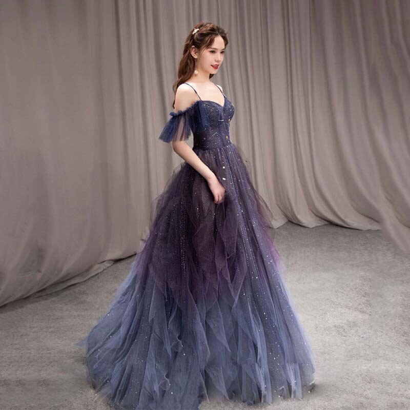 Performance Dress, One-Shoulder Strapless Long Dress, Hostess Dress, Women's Formal Dress, Toast Dress, Engagement Evening Dress