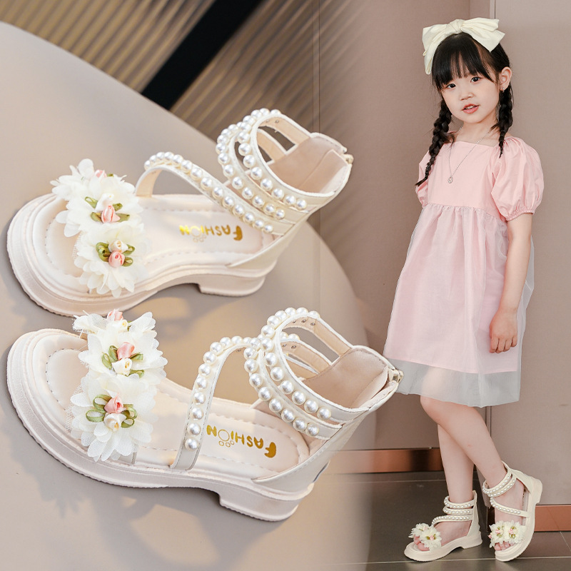Girls' Sandals, Summer Fashion Princess Shoes, Summer 2026 New Style, Open-Toe Shoes for Older Children, Little Girls, Students, Roman Shoes